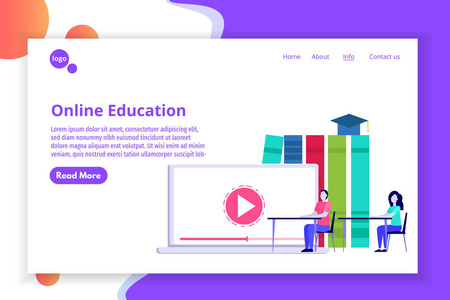樣機設計登陸頁 教育在線課程與矢量插圖的完美融合